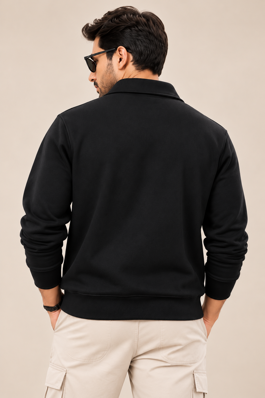 Rahnshy Premium Black Half-Zip Sweatshirt