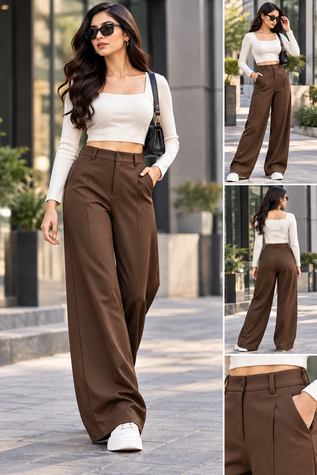 High-Waisted Straight fit Pleated Women's Trousers/Pant
