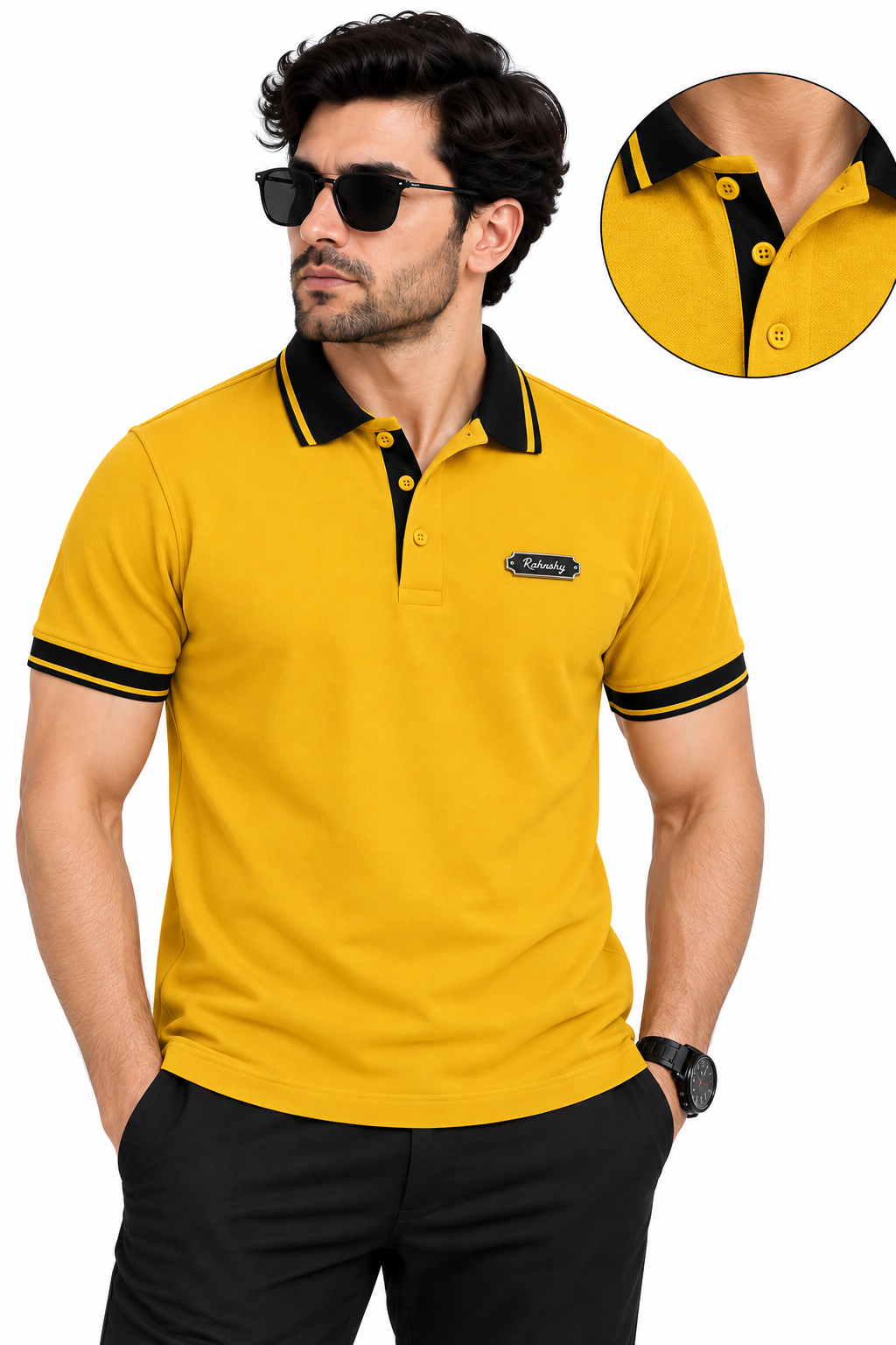 Premium Rahnshy Mustard Yellow Polo T-Shirt