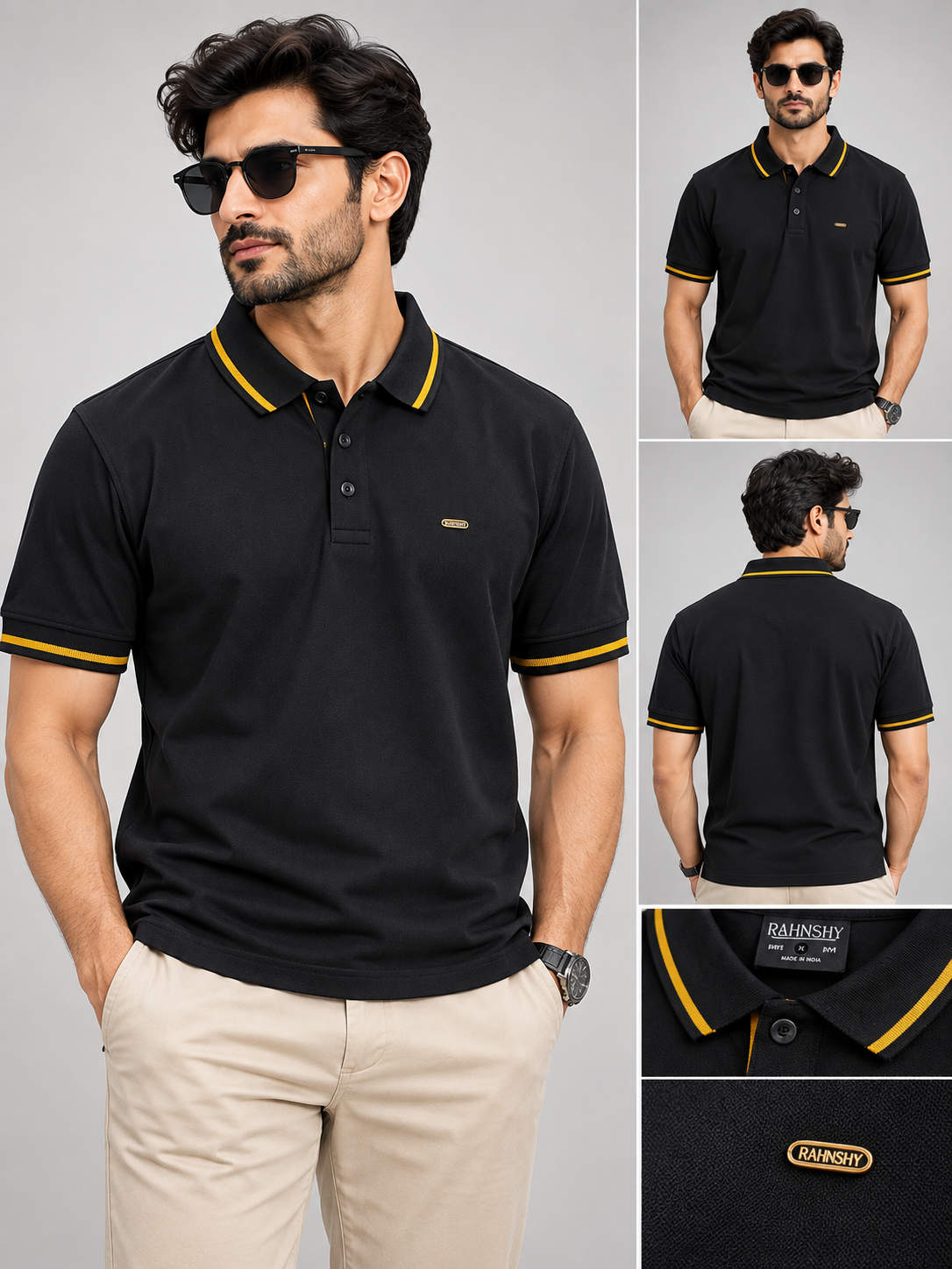 RAHNSHY Premium Contrast Polo T-Shirt
