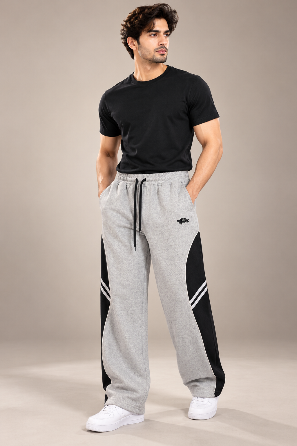 Rahnshy Premium Grey & Black Colourblock Track Lower