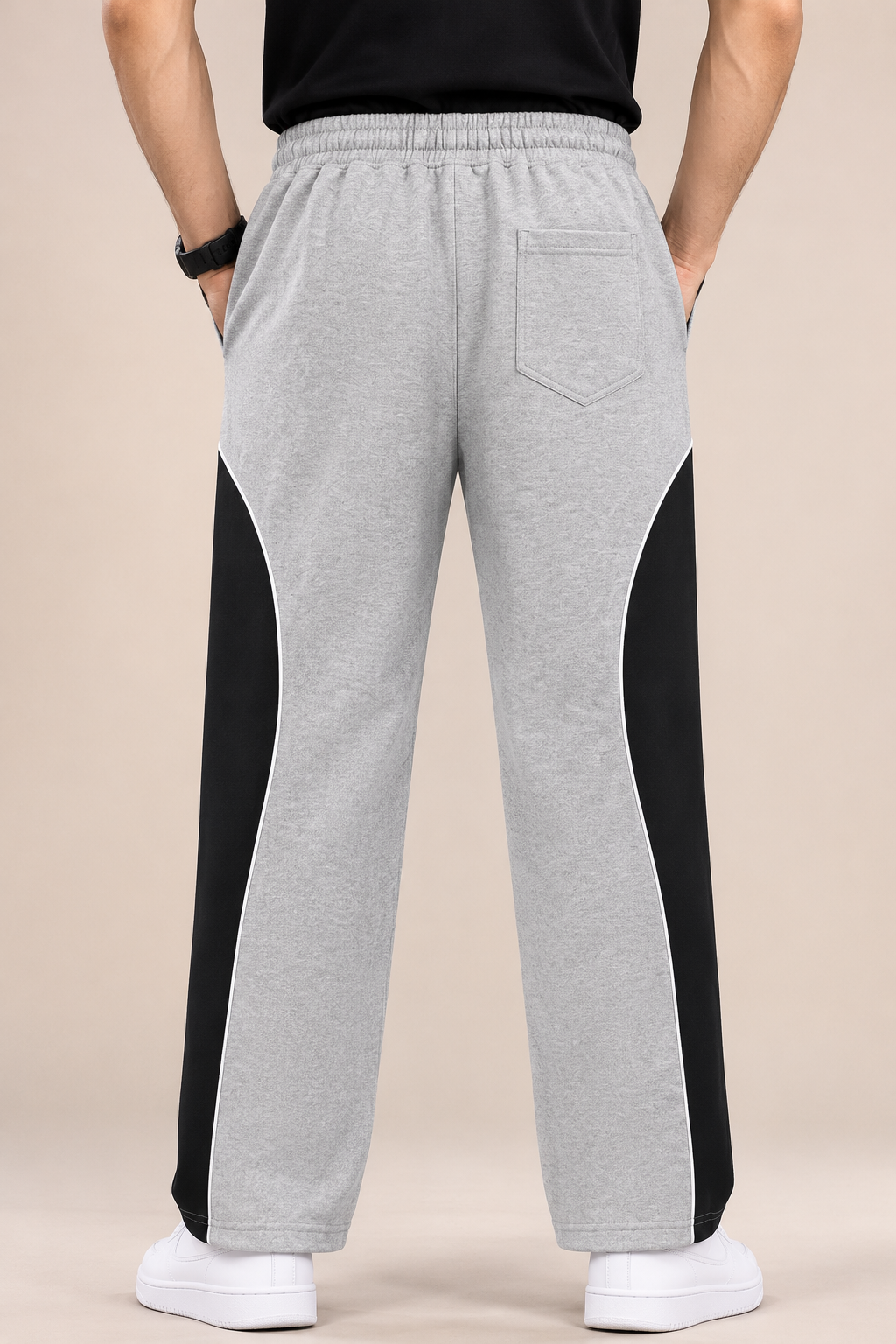 Rahnshy Premium Grey & Black Colourblock Track Lower