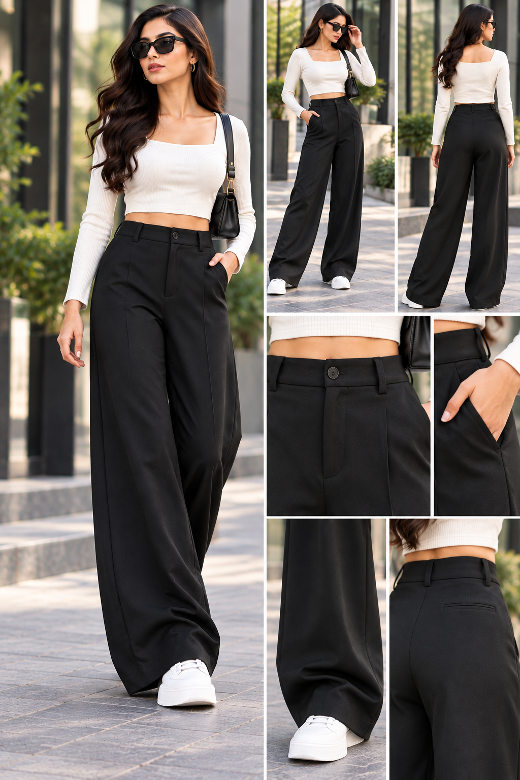 High-Waisted Straight fit Pleated Women's Trousers/Pant
