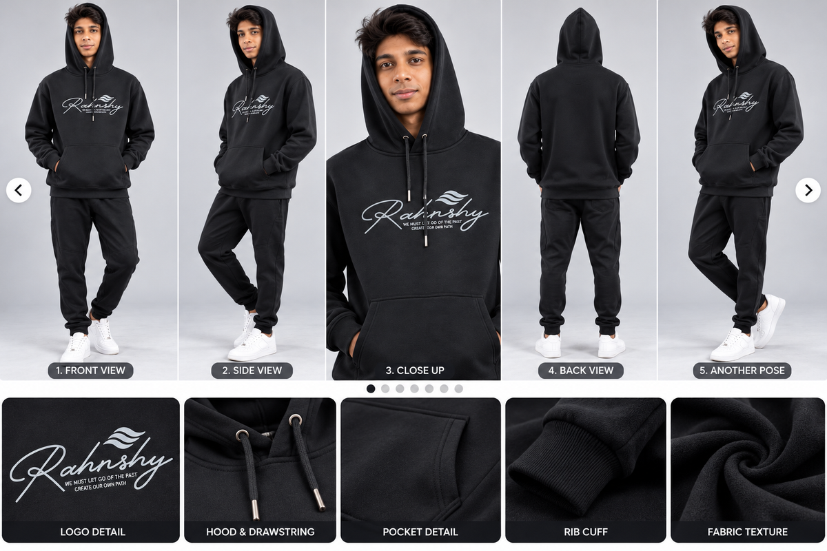 Premium Rahnshy Black/Orange Hoodie with Modern IND Athletic Energy