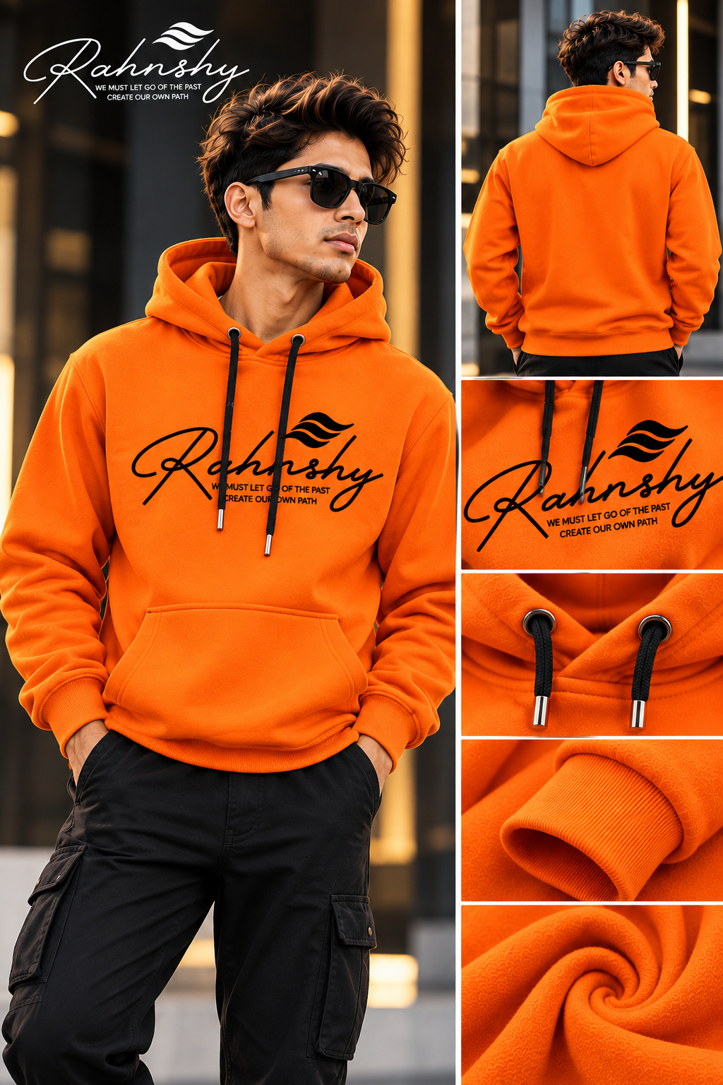 Premium Rahnshy Black/Orange Hoodie with Modern IND Athletic Energy